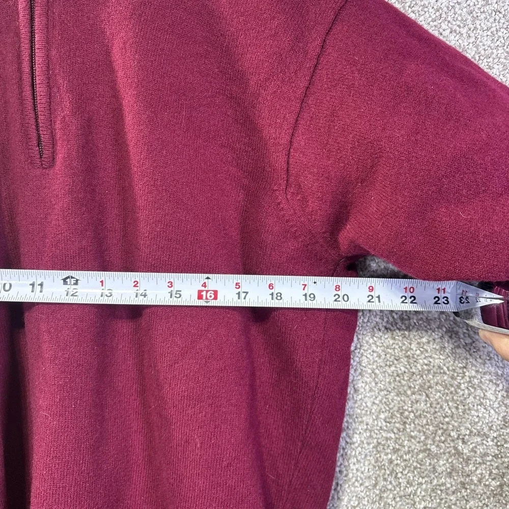 ProQuip Sweater Mens Medium Red Lambswool 1/4‎ Zip Lined Golf Water Repellent